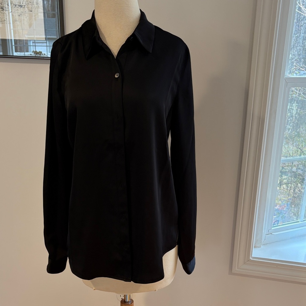 Classic Black Button-Up Blouse